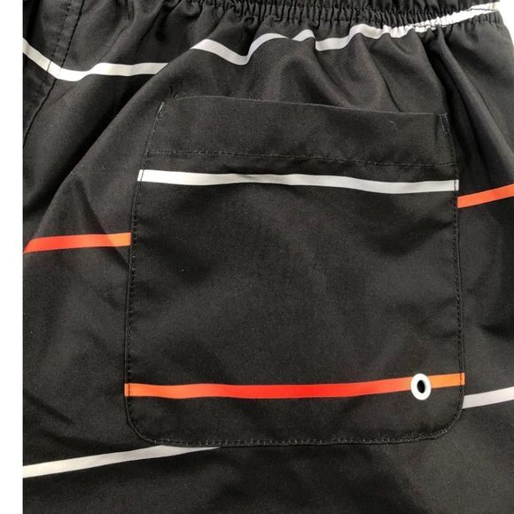 Speedo Men's 8" Inseam Black Striped Volley Swim Trunks sz XL - Picture 6 of 11